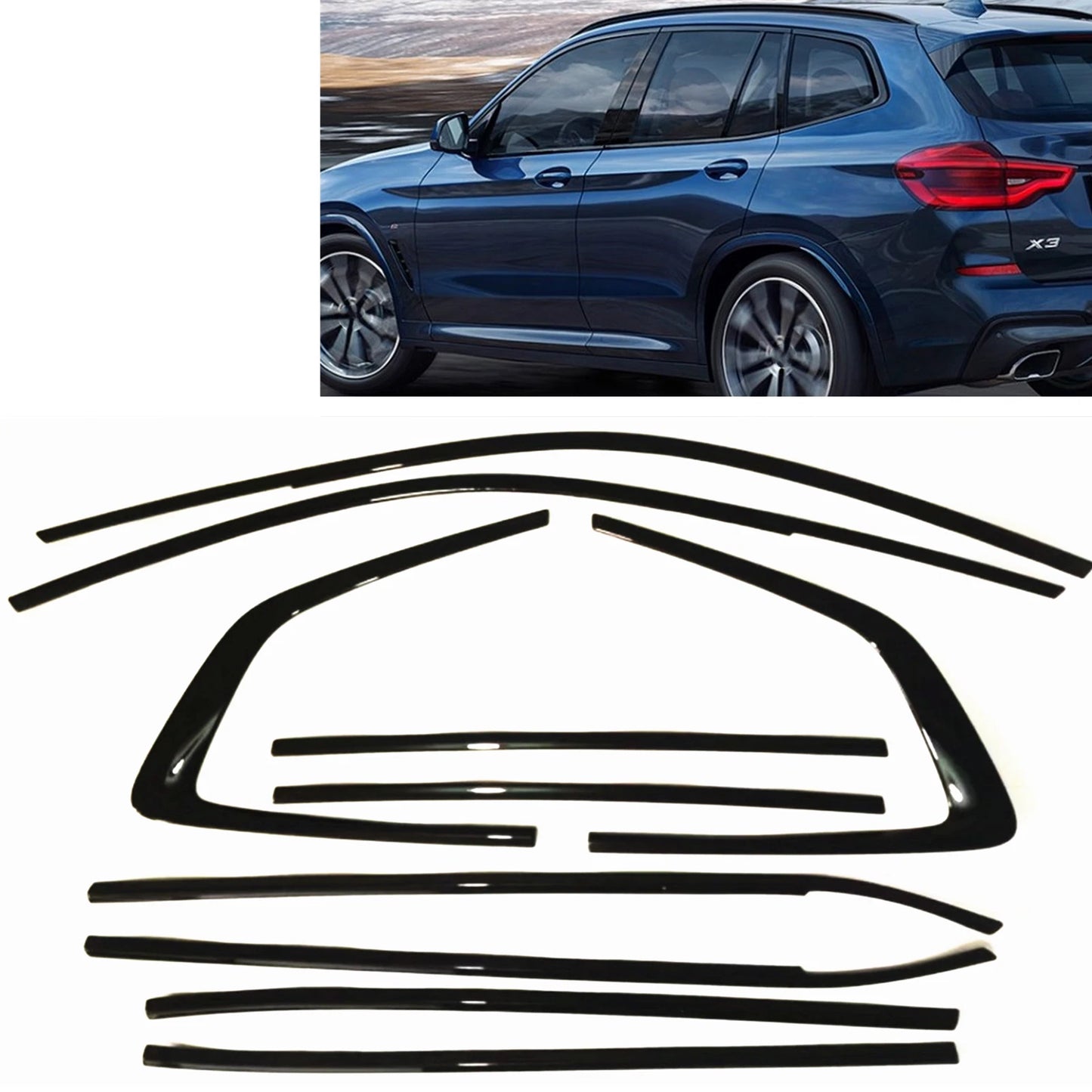 Window Strip Trim Set for BMW G01 X3 (2018-2024) Titanium Black