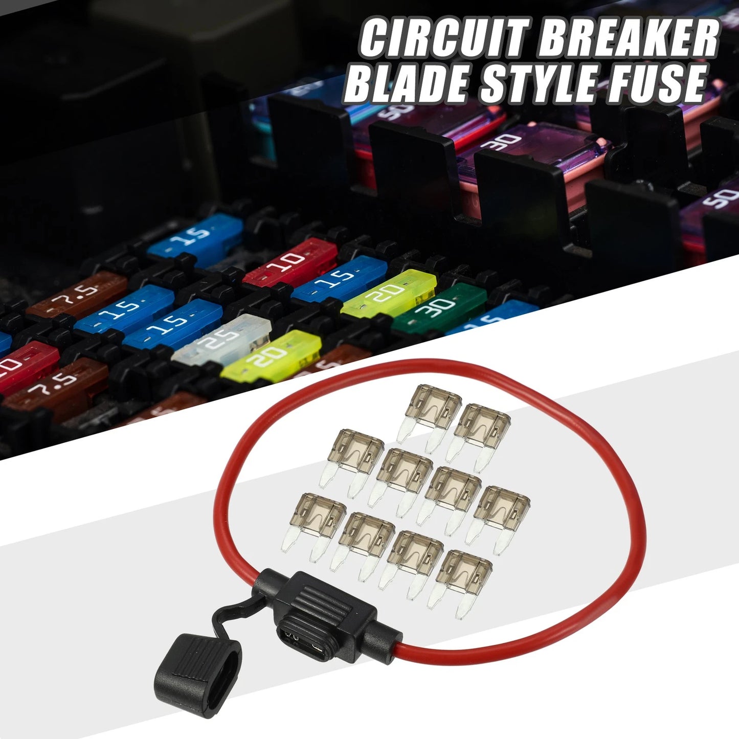 7.5A Mini Blade Style Fuse Set for Car 12 AWG Fuse Holder