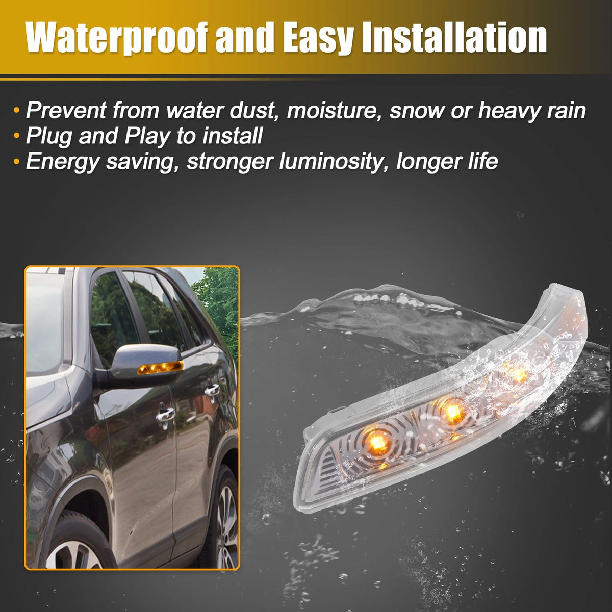 LED Mirror Turn Signal Lights for Kia Sorento (2011-2020) - 1 Pair