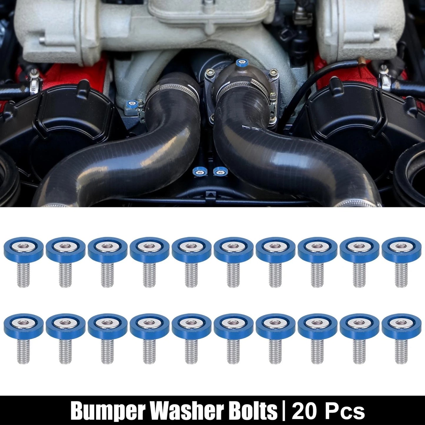 20pcs Blue M6 Fender Bumper Washer Bolt Engine Bay Fastener for Car