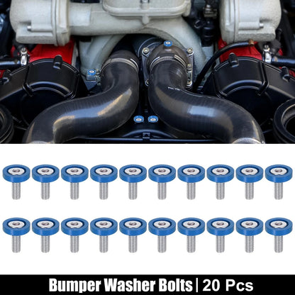 20pcs Blue M6 Fender Bumper Washer Bolt Engine Bay Fastener for Car