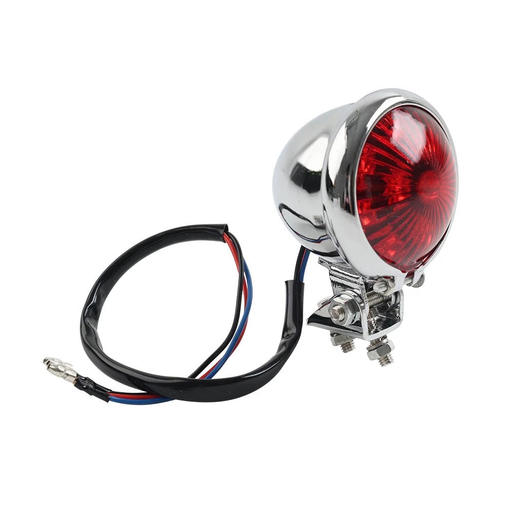 Chrome Motor LED Rear Stop Brake Tail Light for Cafe Racer Bobber Chopper