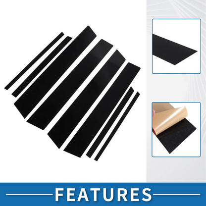 8 Pcs Black Car Pillar Window Trim Covers for Toyota RAV4 (2013-2018)