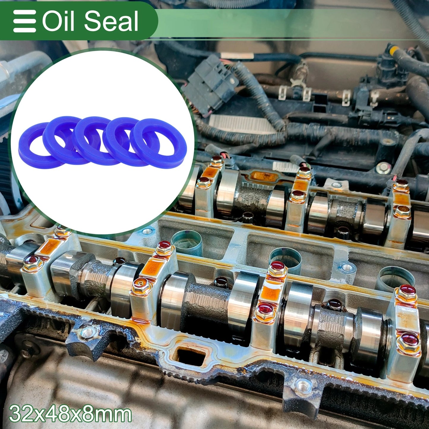 Oil Seal / 32x48x8mm / Seal Ring Rotary Shaft TPU High Pressure Blue 5 Pcs
