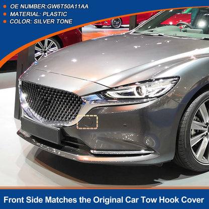 Front Bumper Tow Hook Cover for Mazda 6 Atenza (2013-2021) Silver Tone