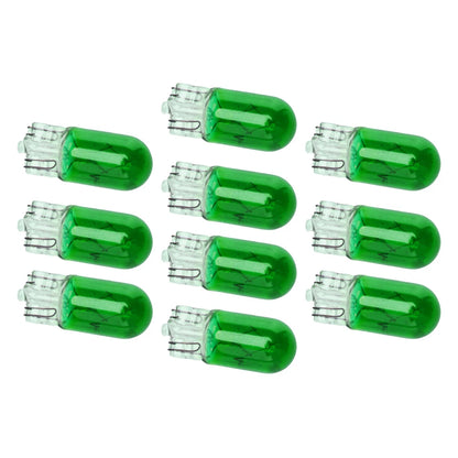10PC Green T10 Wedge 5W 158 194 Halogen Interior Light Bulbs for Car