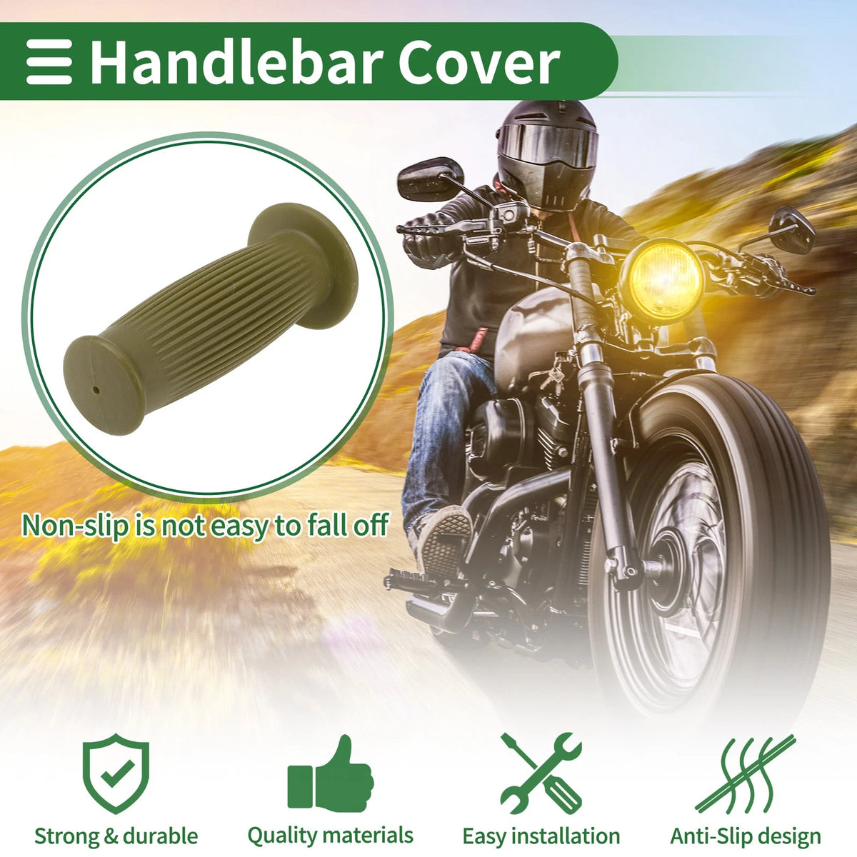 25mm Hand Grips Cover End Grips TPU Green for Motorcycle