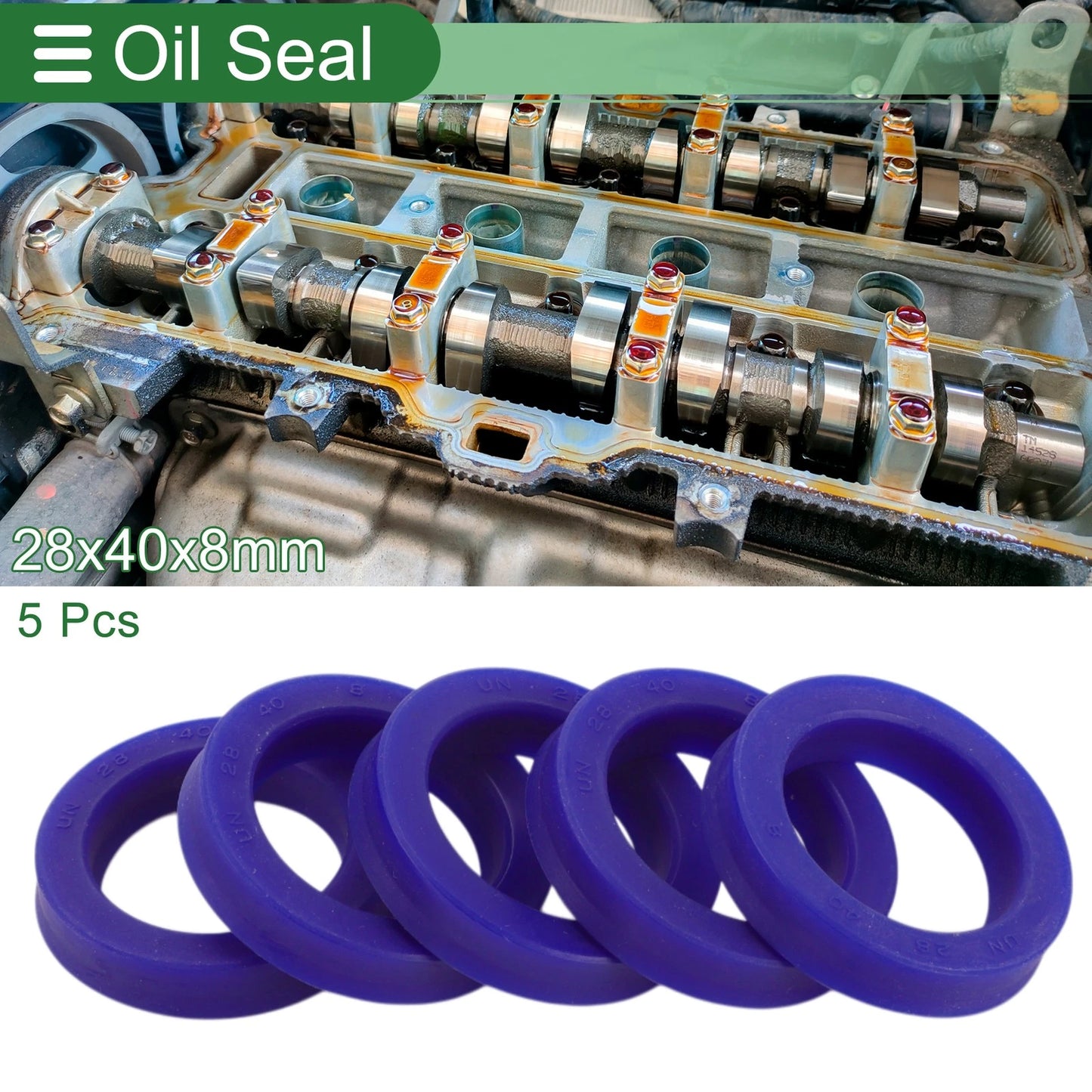 Oil Seal 28x40x8mm Rotary Shaft Seal TPU Blue 5 x pcs for Vehicle