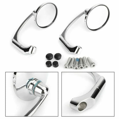Round Chrome Mirrors for Motorcycle M8/M10 (E-Approval E9) 2 x New