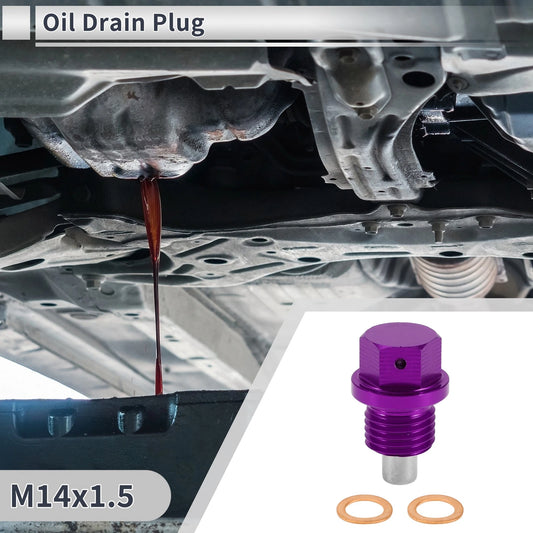 1 Set M14x1.5 Engine Oil Drain Plug with Gasket for Car Motorcycle Boat Purple