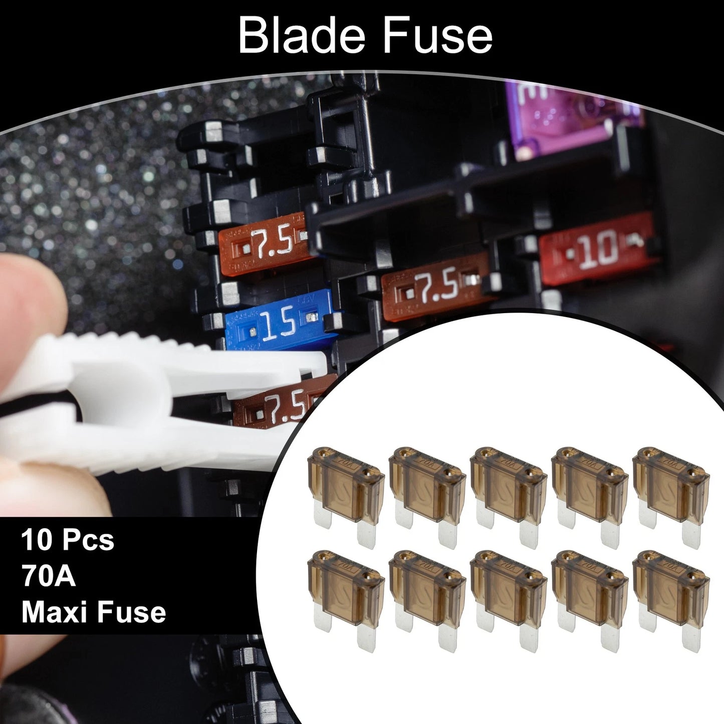 Maxi Fuse 70A Blade Fuse for Car Boat Truck RV Motorcycle Brown 10 Pcs