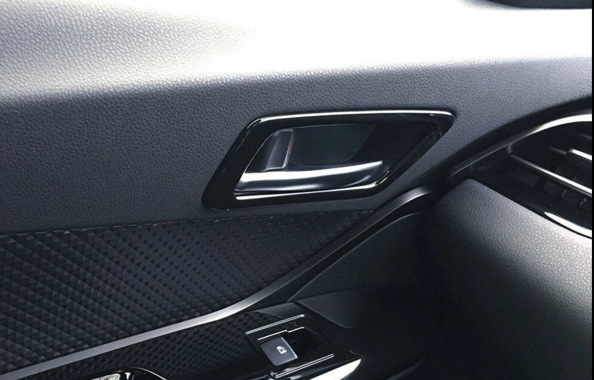 Glossy Black Inner Door Handle Frame Cover Trim for Toyota C-HR (2018-2023) 4 x pcs