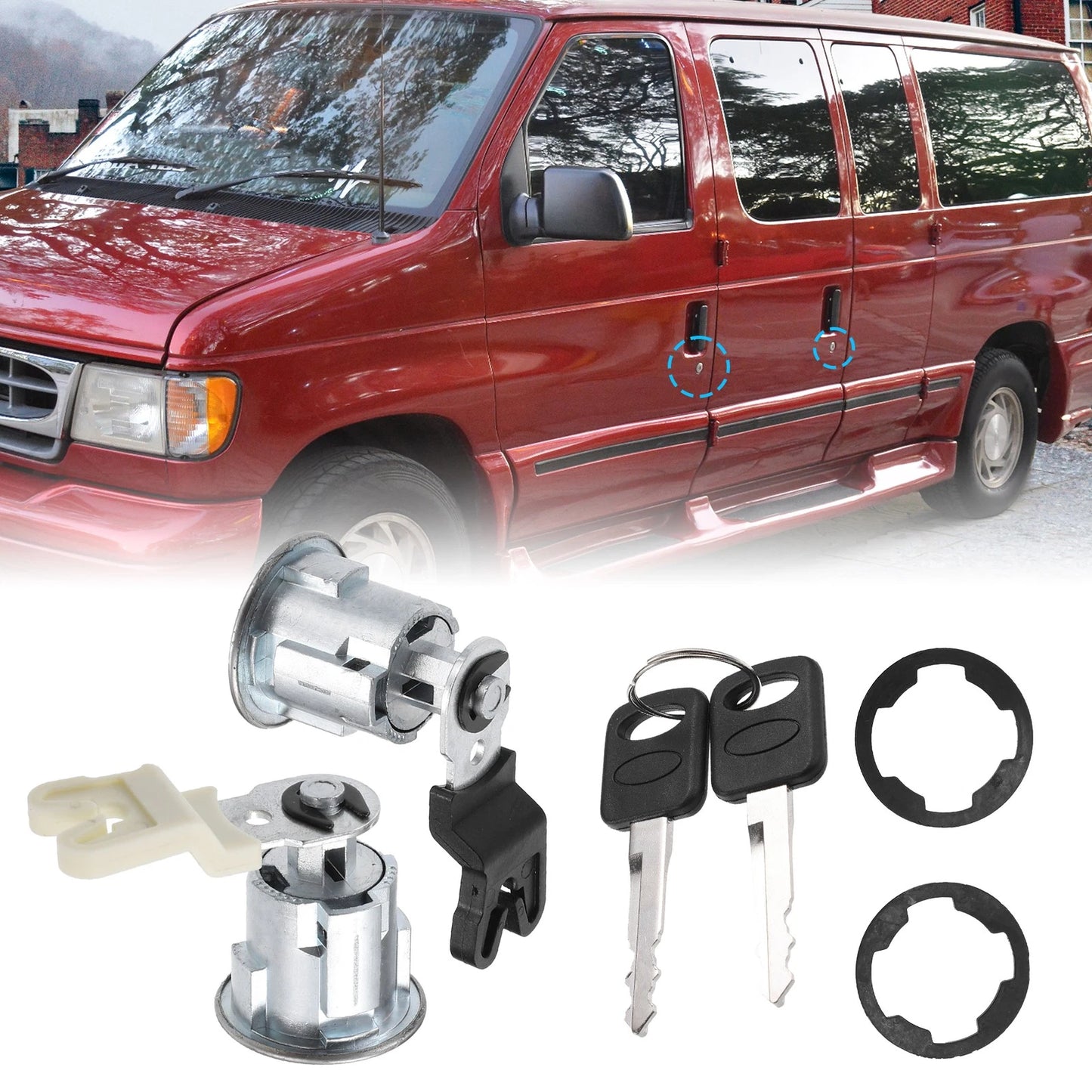 Door Lock Cylinder Set with Keys for Ford E150 (2004-2014)