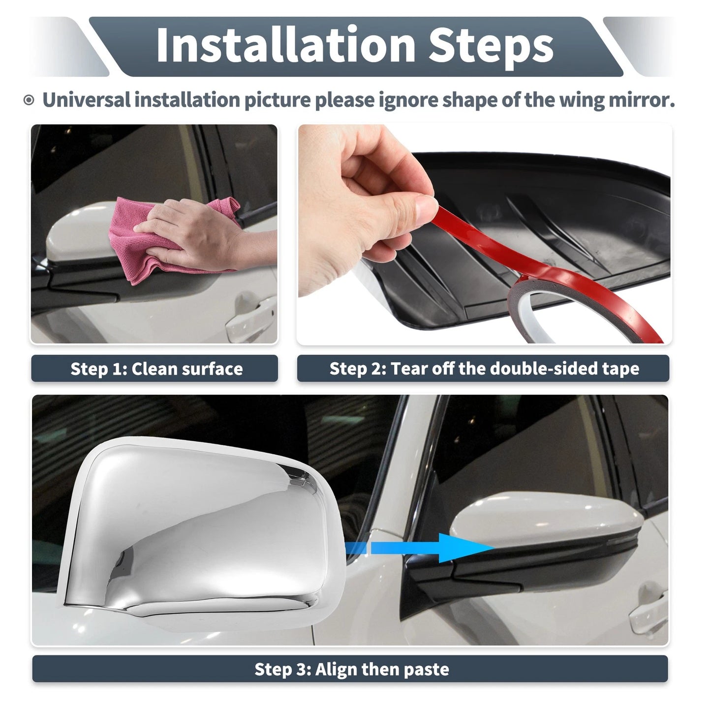 Rearview Mirror Cover Overlay Chrome for Honda CR-V 1992-2001