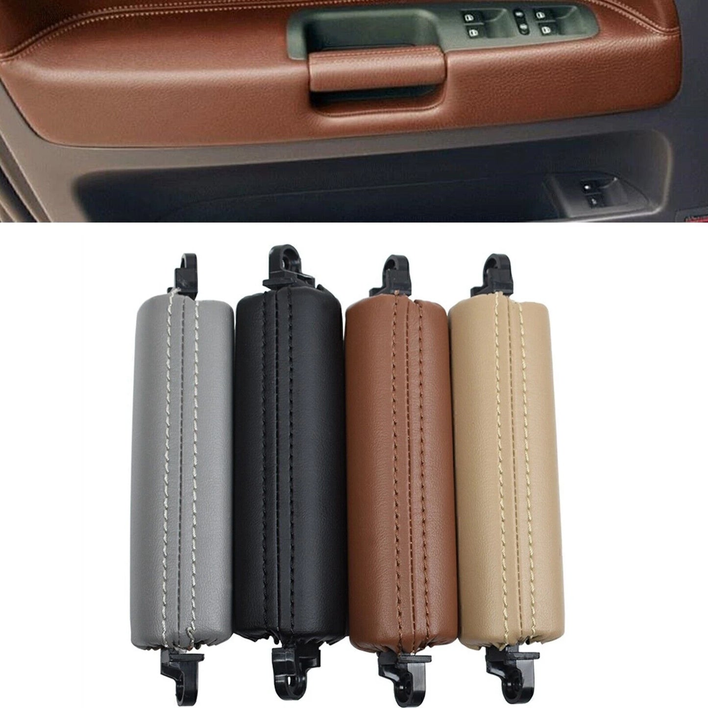 Brown Leather Inner Door Pull Handle Bar for VW Touareg (2003-2010)