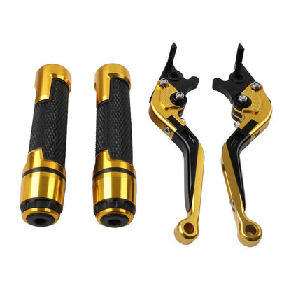 Gold Extendable Brake Clutch Levers & Handlebar Grips for Suzuki GSX-S750 (2017-2023)