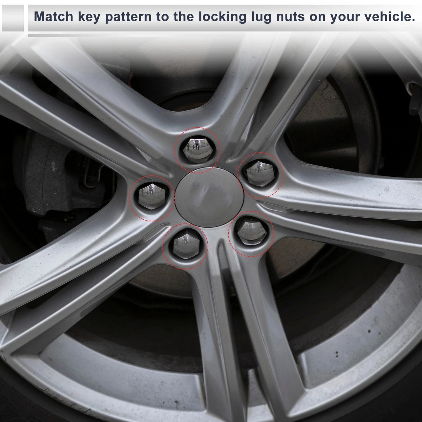 Wheel Lock Lugnut with 19mm Adapter Key for Volvo