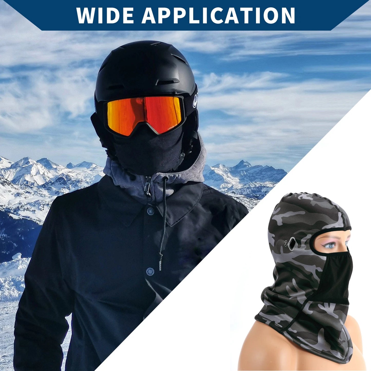 Balaclava Mask with Glasses Hole for Motorcycle Grey