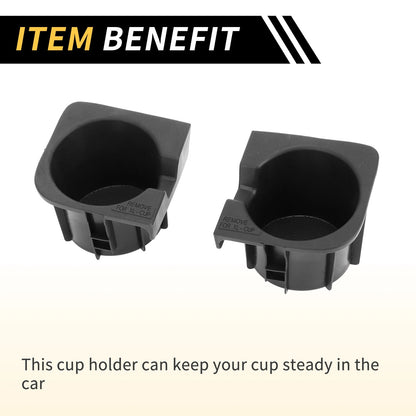 Center Console Cup Holder Insert Set for Toyota Tacoma (2010-2015) Black