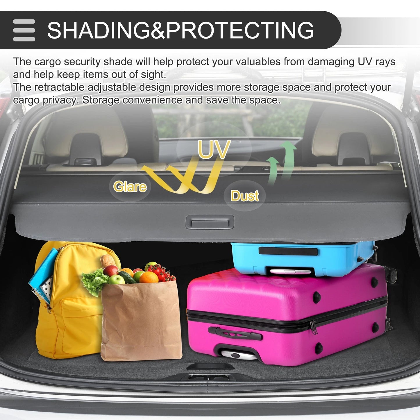 Retractable Cargo Cover for Toyota RAV4 Trunk Parcel Shelf Black Carbon Fiber