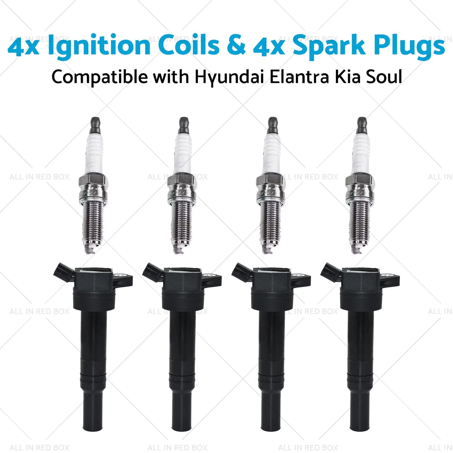 4 x Ignition Coils & 4 x Spark Plugs for Hyundai Elantra, Kia Soul (2011-2016)