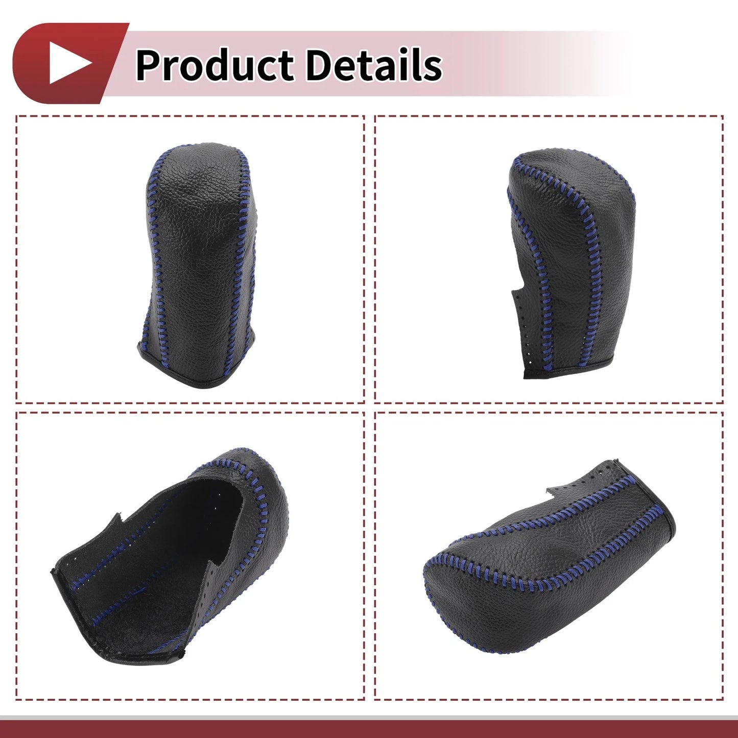Black Blue Faux Leather Gear Shift Knob Cover for Ford Fiesta (2009-2012)