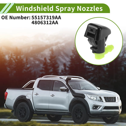 Windshield Washer Nozzle w/ Hose Connector for Dodge Black