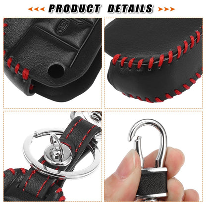 Leather Remote Key Fob Cover Case for Peugeot 508, Citroen C6 (2008-2018)
