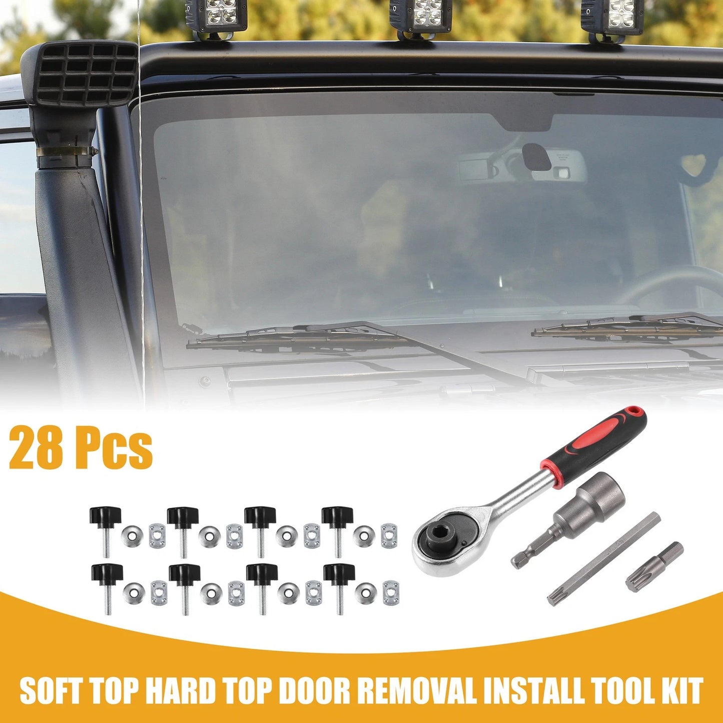 Hard Top Door Removal Bolts Set for Jeep Wrangler JL JK (2007-2019) - 28 Pcs