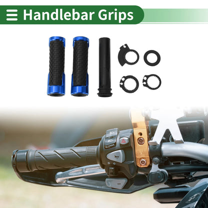 7/8" 22mm Hand Grips Cover for Motorcycle Black Blue Square