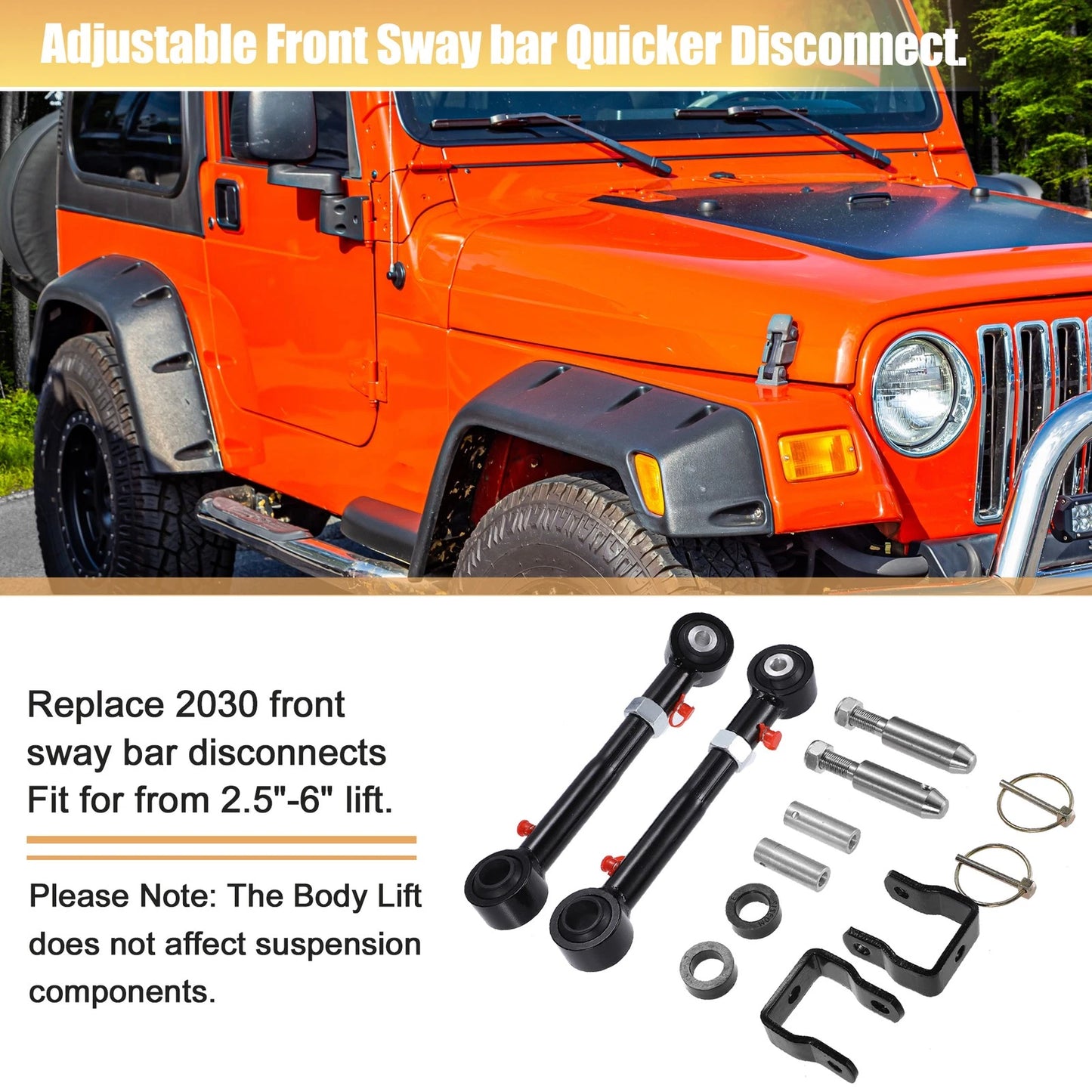 2.5"-6" Sway Bar Quick Disconnect End Links for Jeep Wrangler (1997-2006)