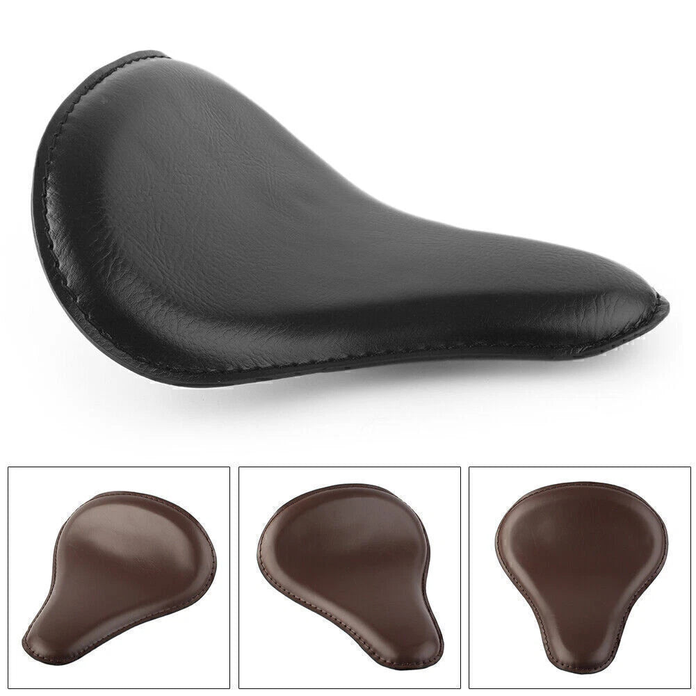 13.5"x12" Solo Slim Black Large Leather Seat for Harley Bobber Chopper