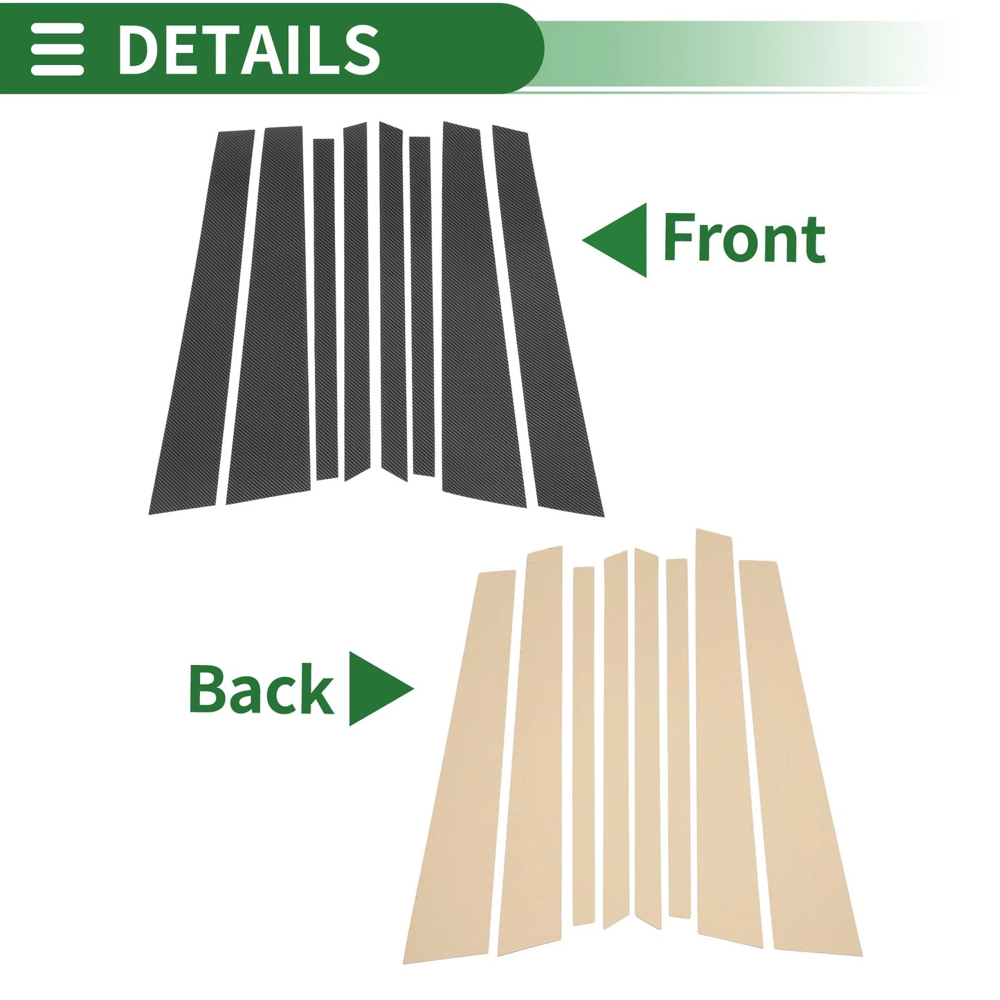 8 Pcs Door Pillar Window Trim for BMW X5 Carbon Fiber Black (2007-2013)