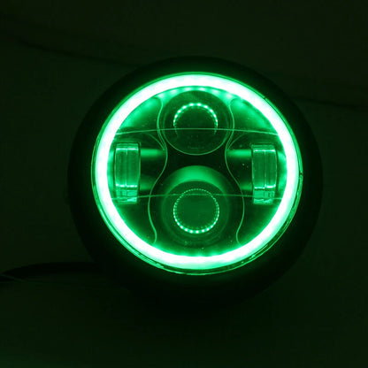 6.5" Headlight Hi/Lo w/ Green Halo for Motorcycle (Universal)