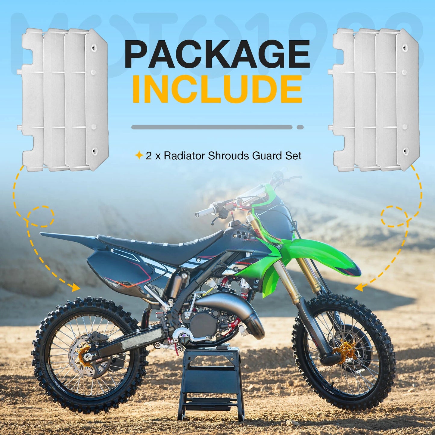 Left + Right Radiator Shrouds Guard Kit for Kawasaki KX125 KX250 (1997–2005)