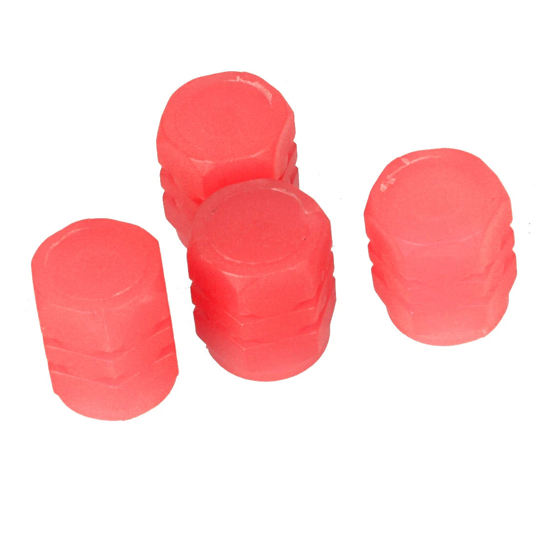 4 x Fluorescent Luminous Tire Valve Stem Caps for Car - Blue/Red