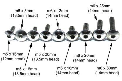 2 x m5/m6 Stainless Button Head Screws for Motorcycle Fairing