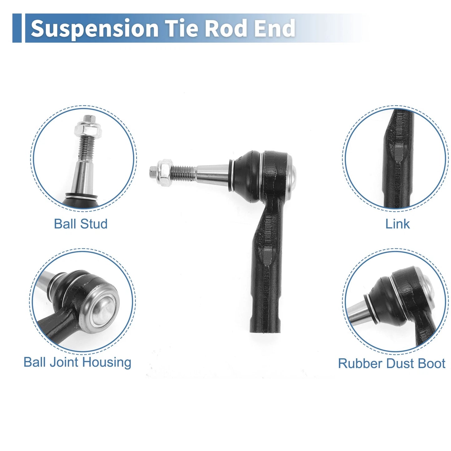 4x Front Inner Outer Tie Rod End Link for Chevrolet Equinox (2010-2017)
