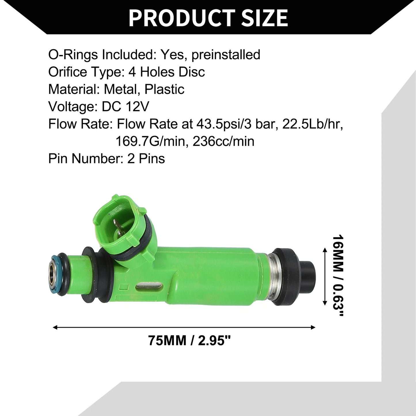 6 x Green Fuel Injectors for Mitsubishi Montero (1997-2003) 3.0L