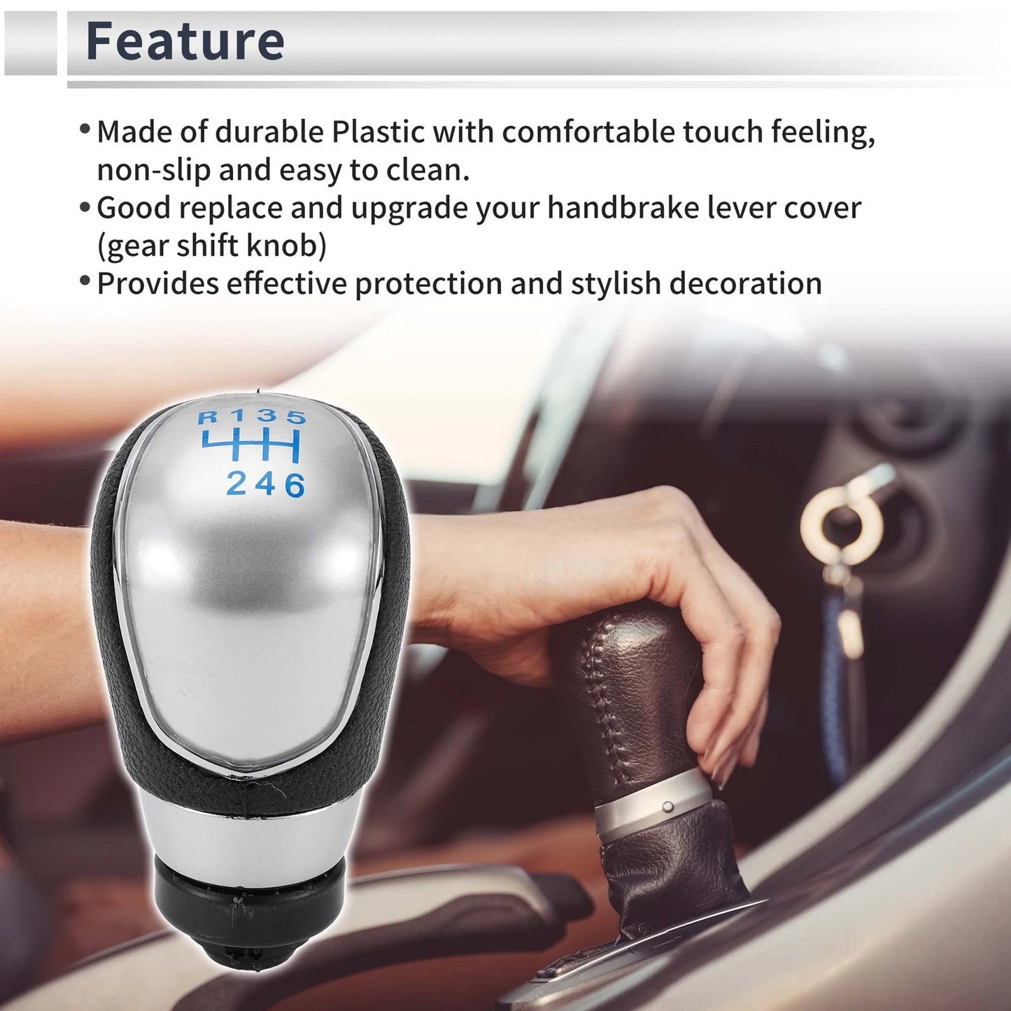 6 Speed Shift Knob for Ford Focus MK2 FL (2008-2011) - Plastic Blue Black Silver