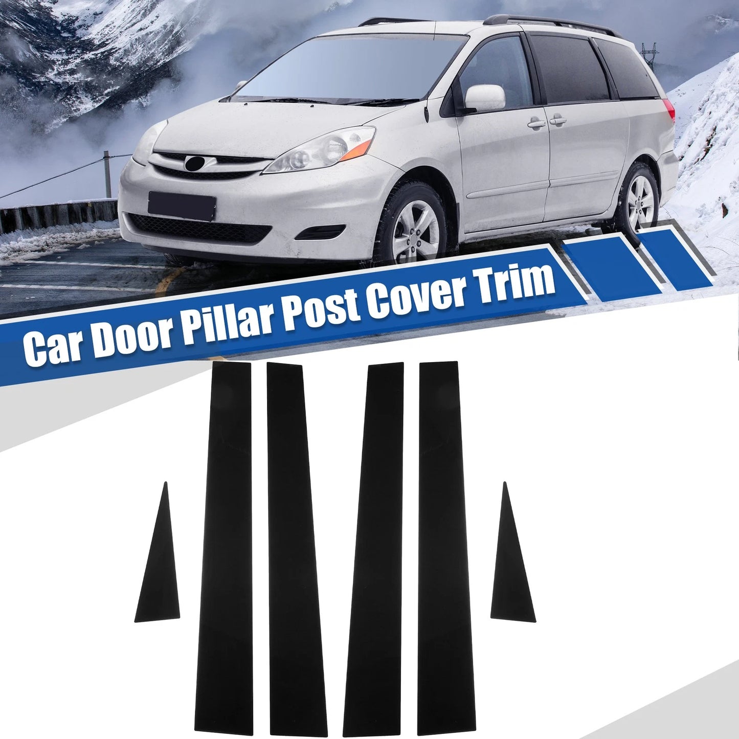 Glossy Black Car Door Window Pillar Post Covers for Toyota Sienna (2004-2010)