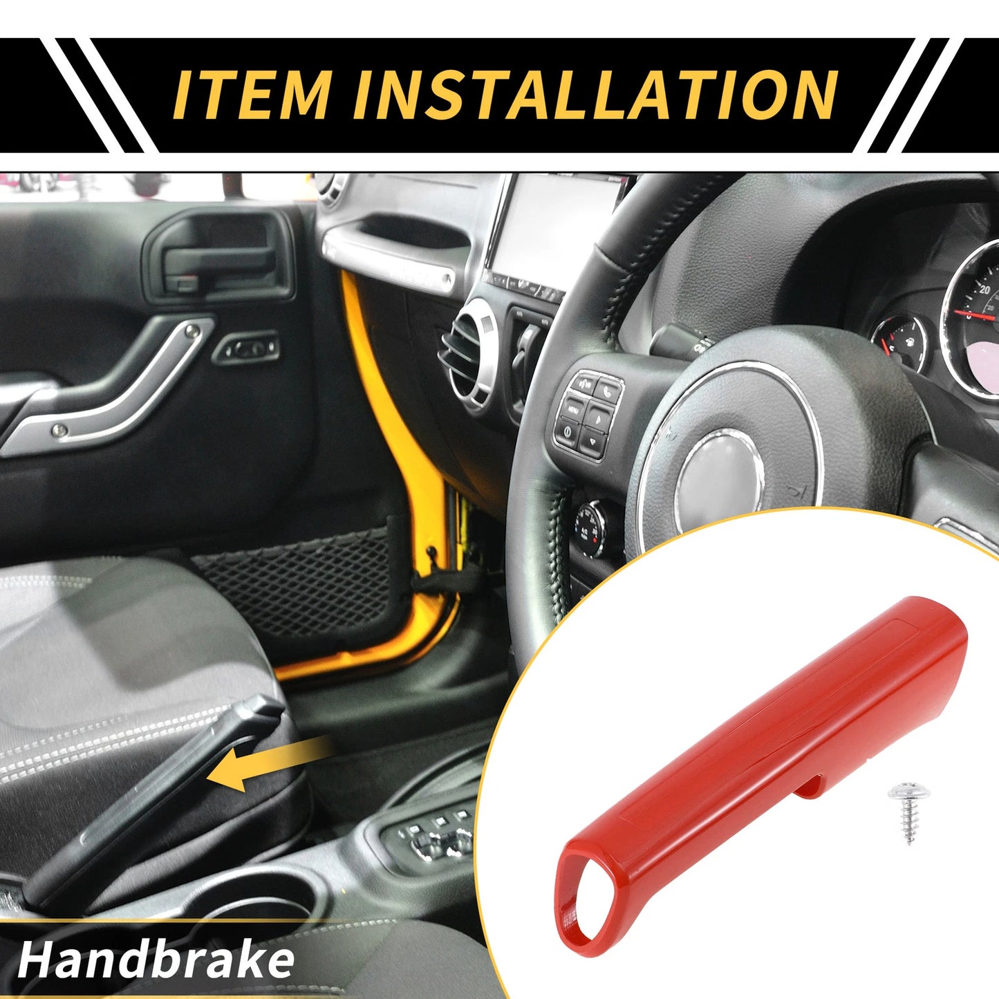 Parking Handbrake Cover Trim for Jeep Wrangler JK JKU (2011-2017) Red