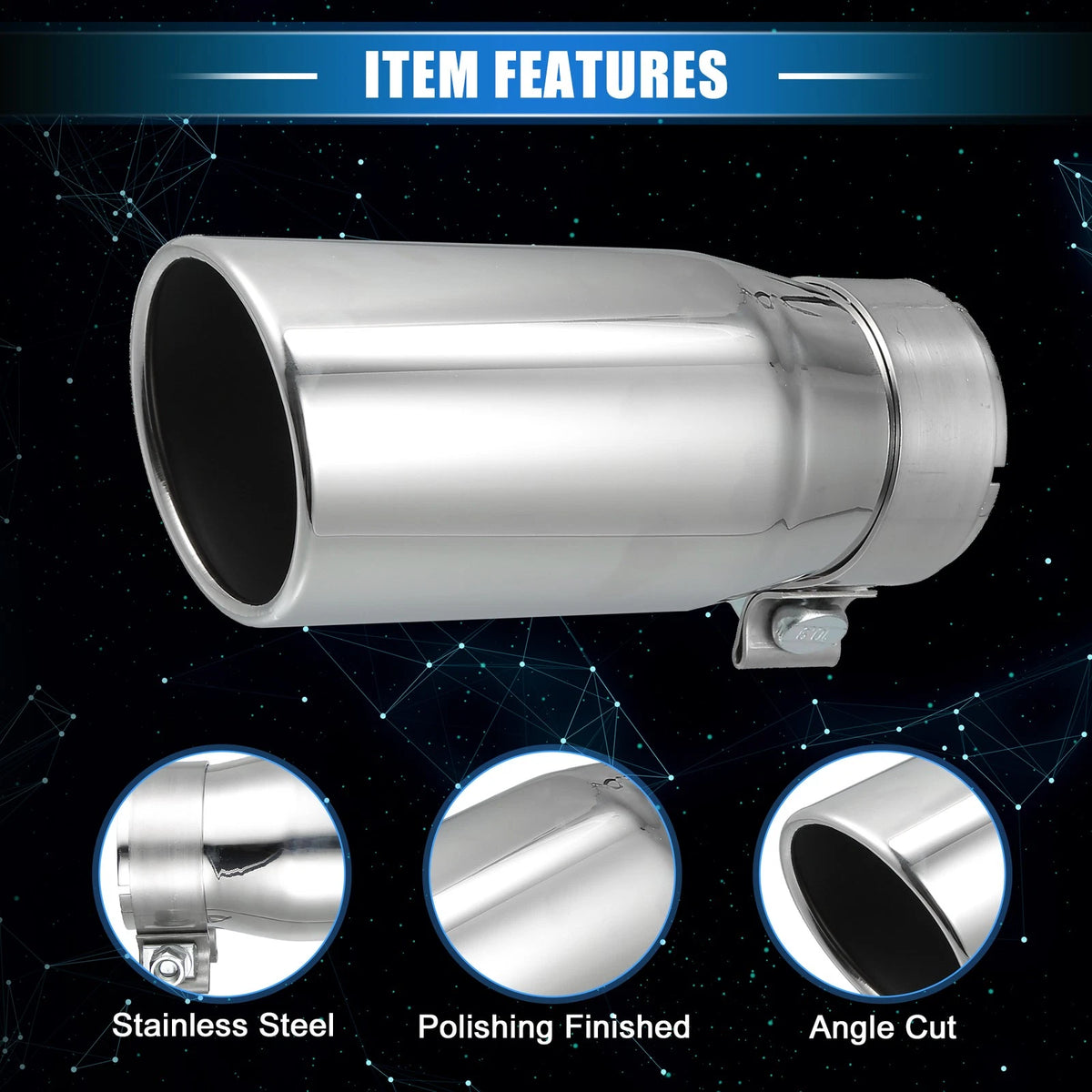 2.8" Inlet 8.5" Length Exhaust Tip for Toyota Tacoma (2005-Present)