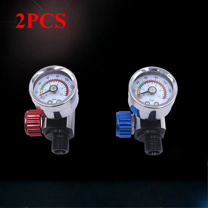 2 x Universal G1/4 Paint Spray Gun Regulator Gauge for All Vehicles