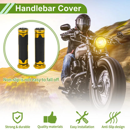 7/8" 22mm Hand Grips Rubber Gold Tone for Motorcycle