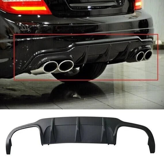 Rear Bumper Diffuser for Mercedes W204 C63 AMG Gloss Black (2011-2014)