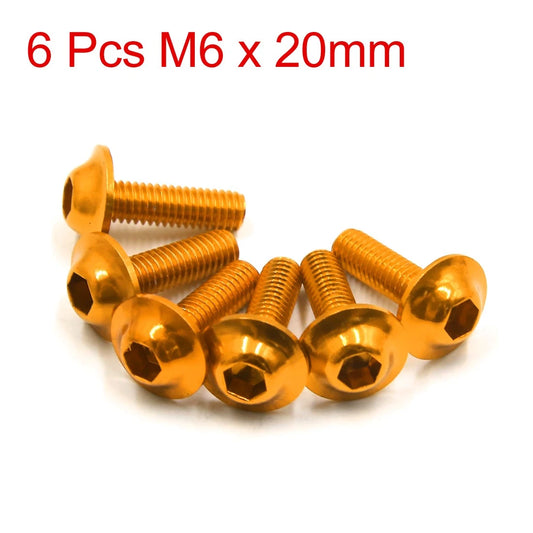 6 x M6 x 20mm Gold Tone Hexagon License Bolts Screws for Motorcycle Car