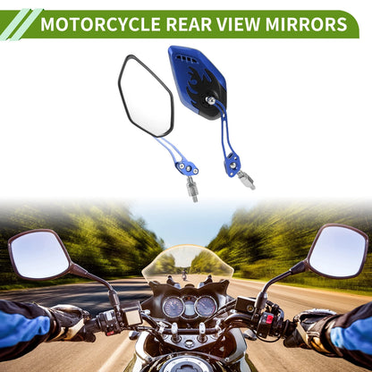M8/M10 Rear View Mirror Polygonal Aluminum Alloy Black Blue for Motorcycle