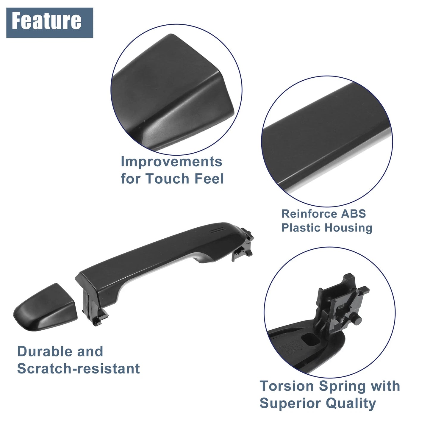 Exterior Door Handle Set for Toyota Camry 2012-2017 Black 2 x Handles