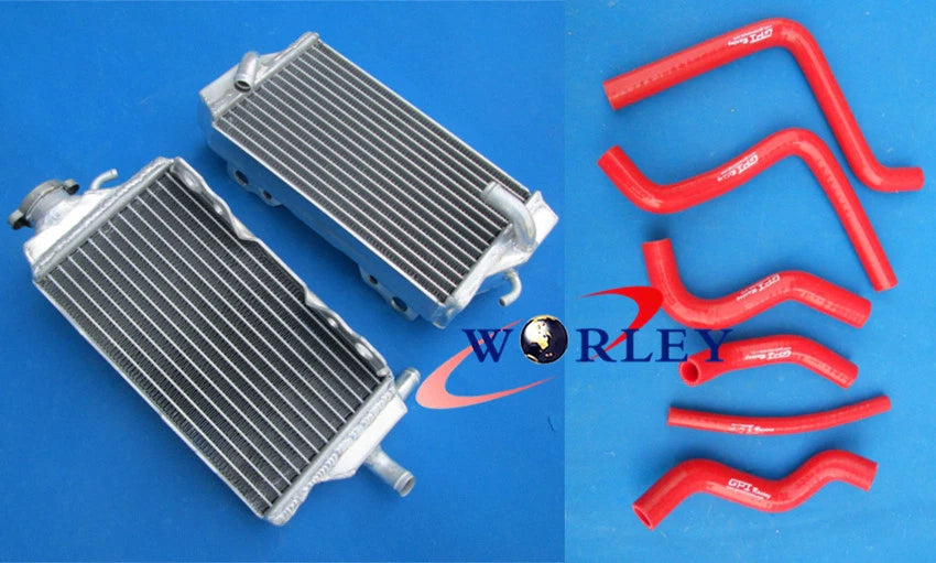 Aluminum Radiator + Red Silicone Hose for Honda CR125R (2000-2001)